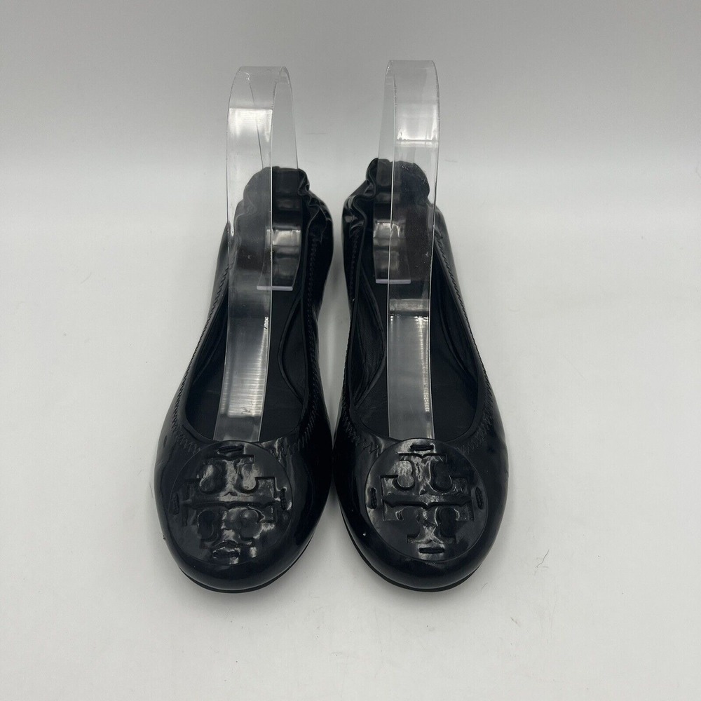 TORY BURCH Black Patent Leather BALLET Flats Size 6 1/2